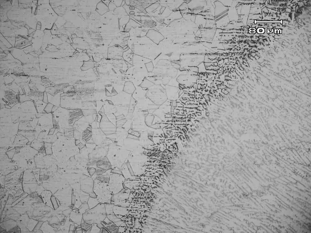 Heat-affected zone in stainless steel